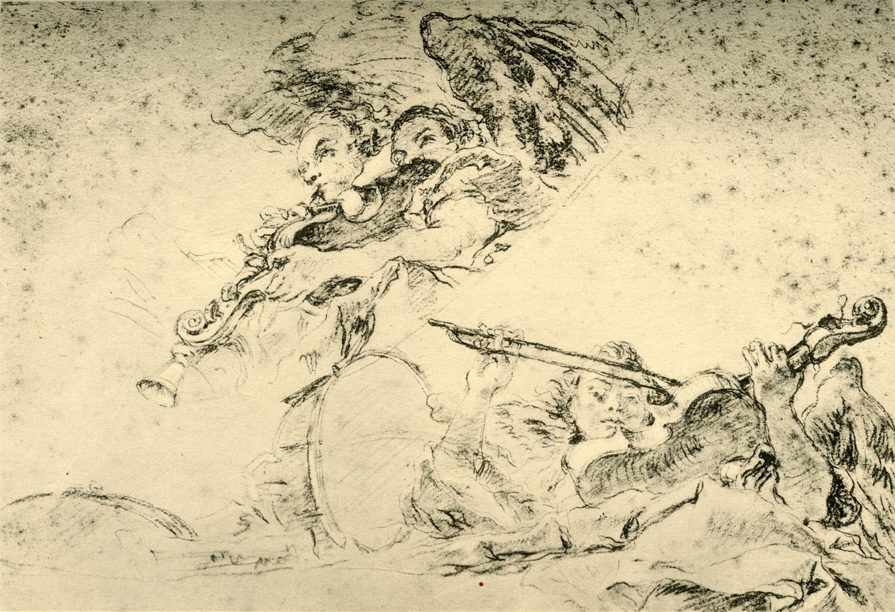 Angeli che suonano strumenti musicali, c1755, 1928 da Giovanni Battista Tiepolo