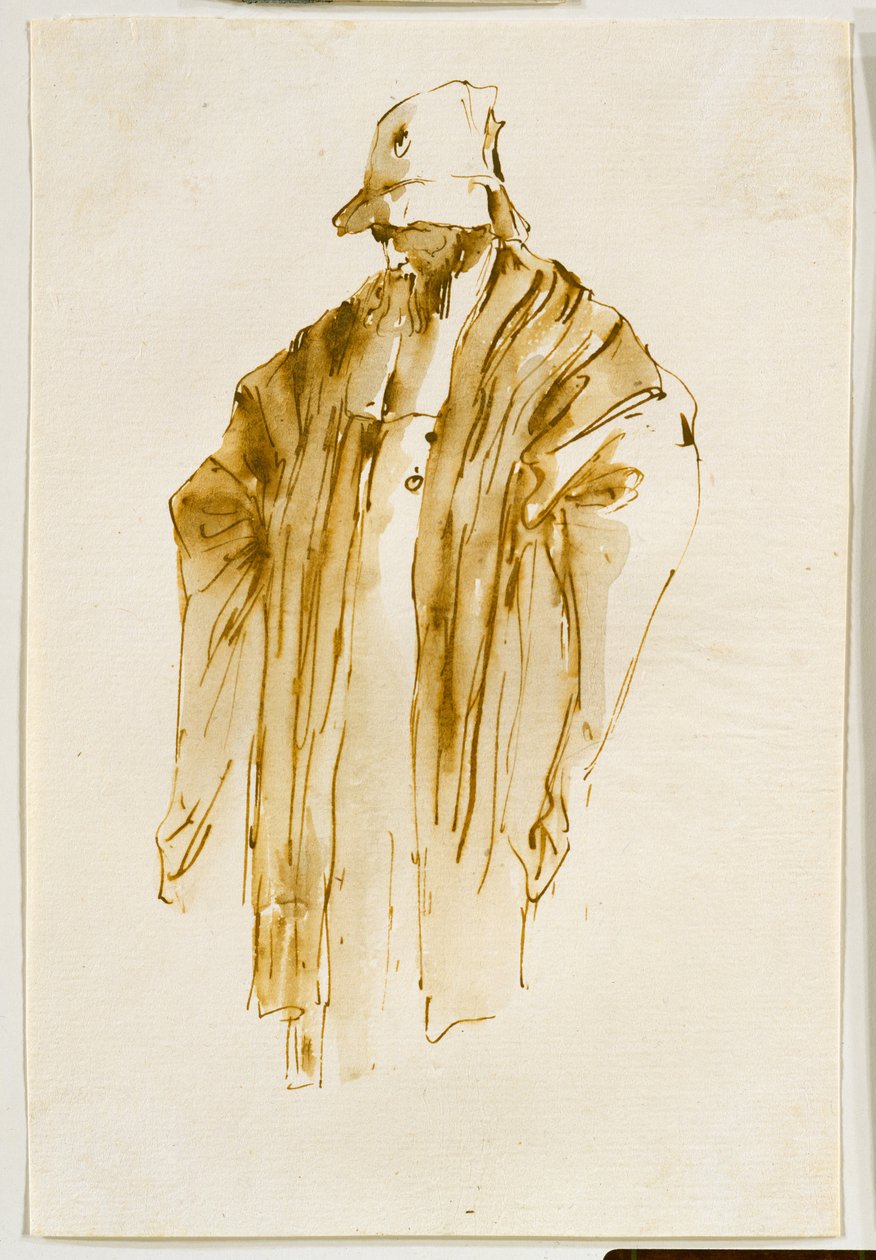 Bärtiger Mann, der nach links unten schaut da Giovanni Battista Tiepolo