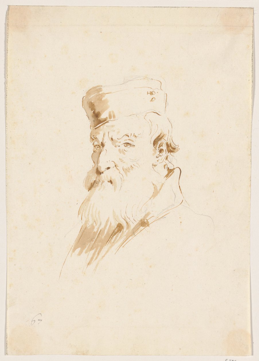 Uomo barbuto con un berretto da Giovanni Battista Tiepolo