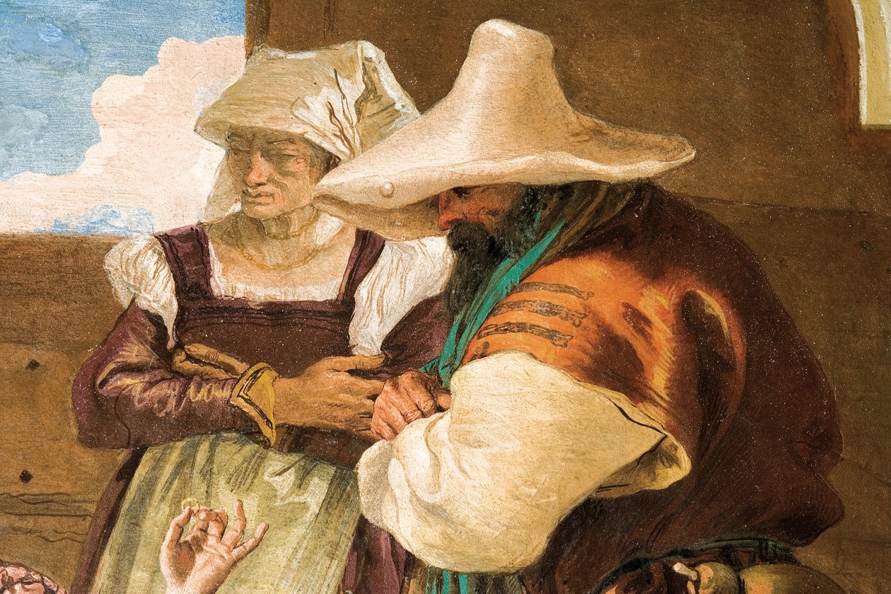 Dettaglio da Angelica e Medoro che salutano i contadini, dalla Stanza dell