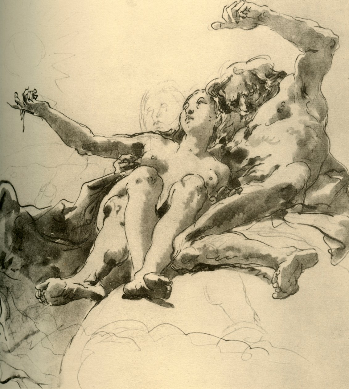 Uomo anziano accanto a una giovane donna che indica il sole da Giovanni Battista Tiepolo