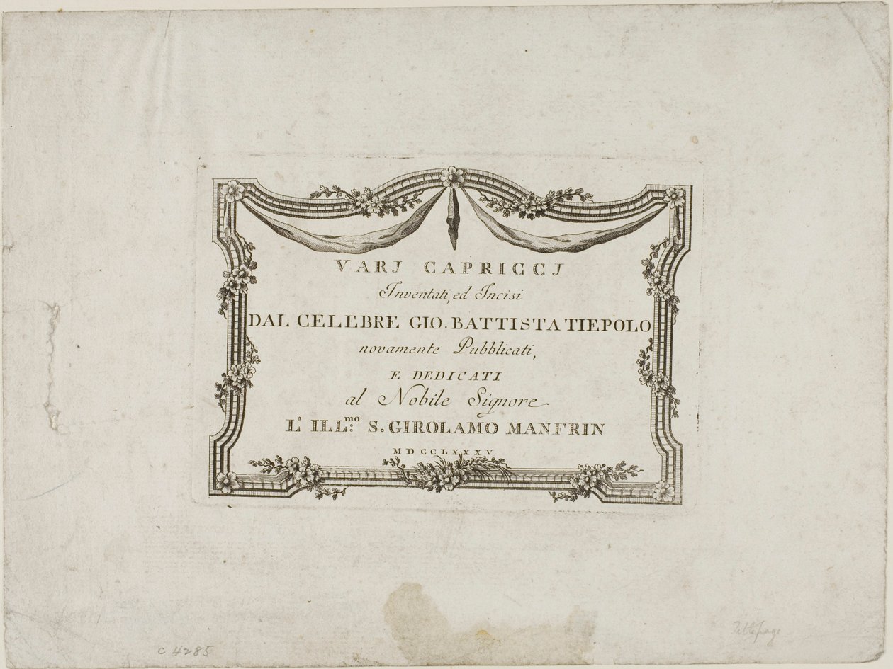 Frontespizio di Capricci da Giovanni Battista Tiepolo