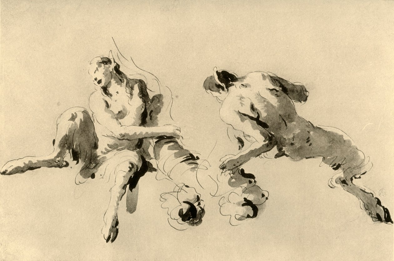 Fauno maschio e femmina con Cornucopia, metà del XVIII secolo, 1928 da Giovanni Battista Tiepolo