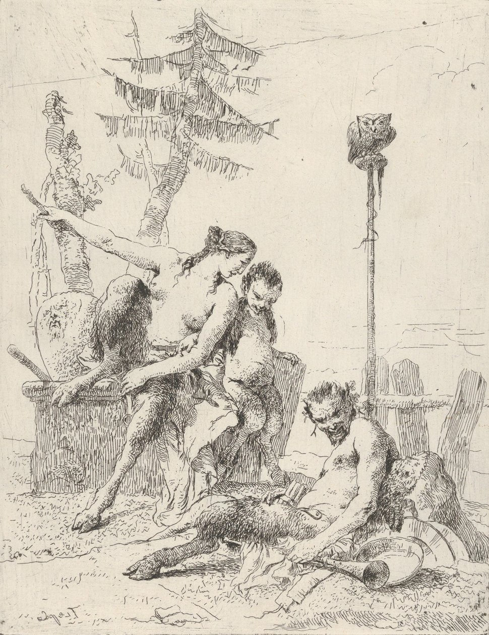 Famiglia di satiri Pan e la sua famiglia, dagli Scherzi da Giovanni Battista Tiepolo