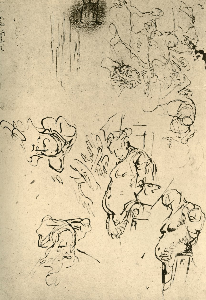 Erme di satiro e teste orientali, metà XVIII secolo, 1928 da Giovanni Battista Tiepolo