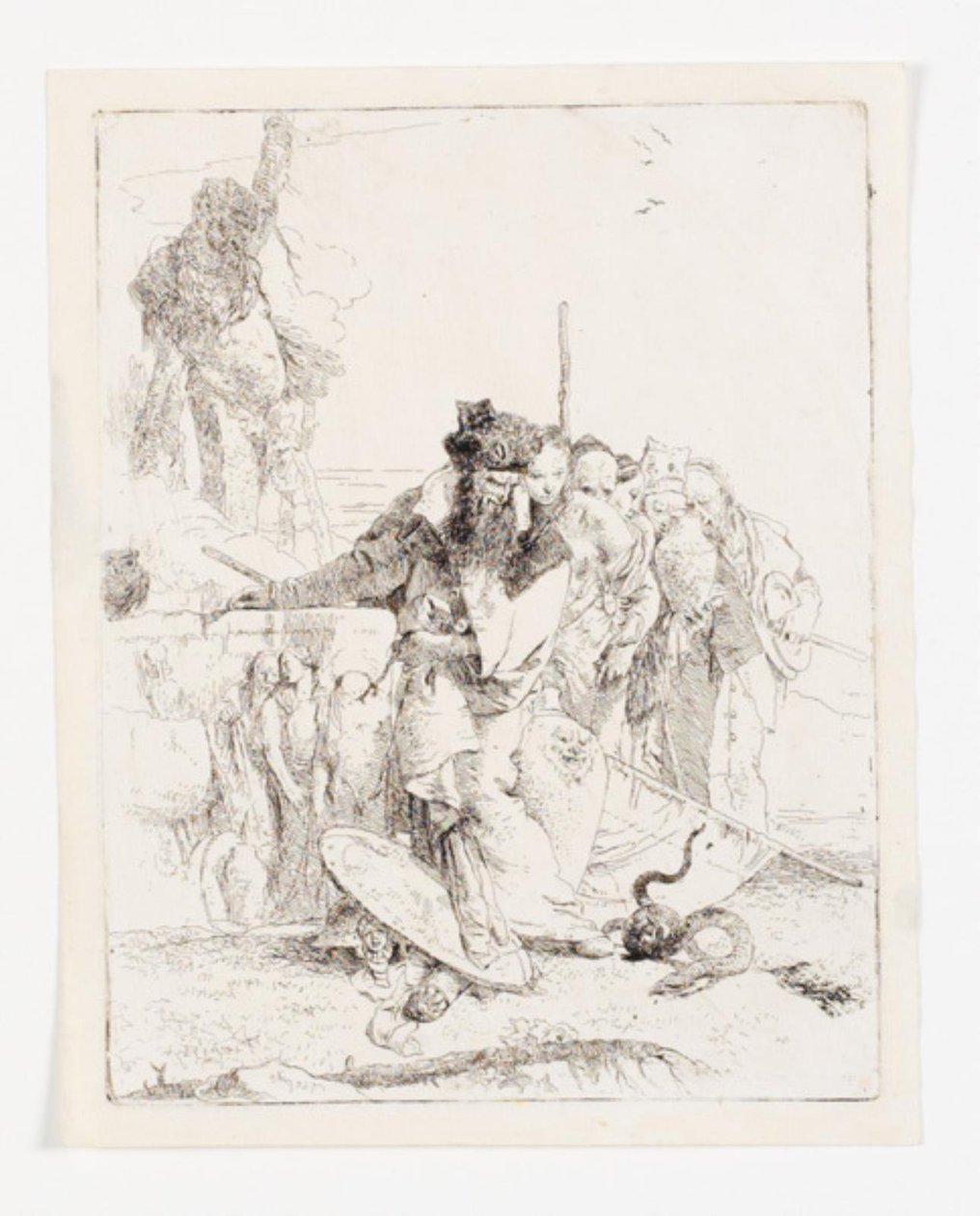 Sei persone che osservano un serpente. Foglio dalla serie Scherzi di fantasia. (Rizzi 15; De Vesme 24) da Giovanni Battista Tiepolo
