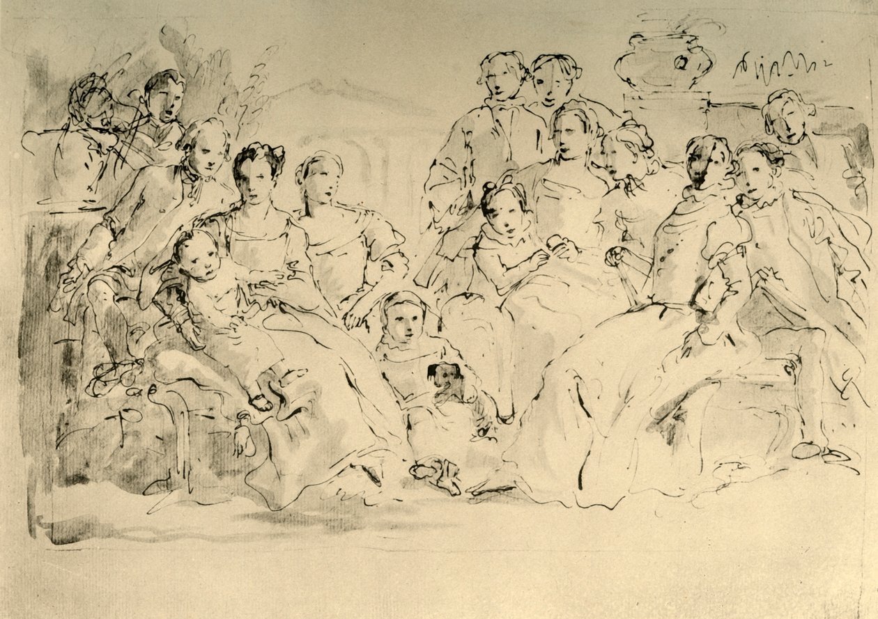 Schizzo per un ritratto di gruppo da Giovanni Battista Tiepolo
