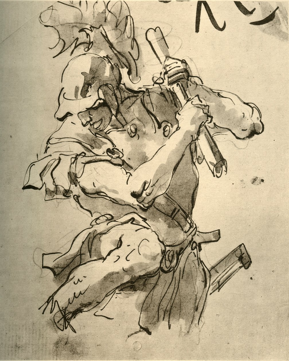 Soldato che alza il braccio per colpire, metà XVIII secolo, 1928 da Giovanni Battista Tiepolo