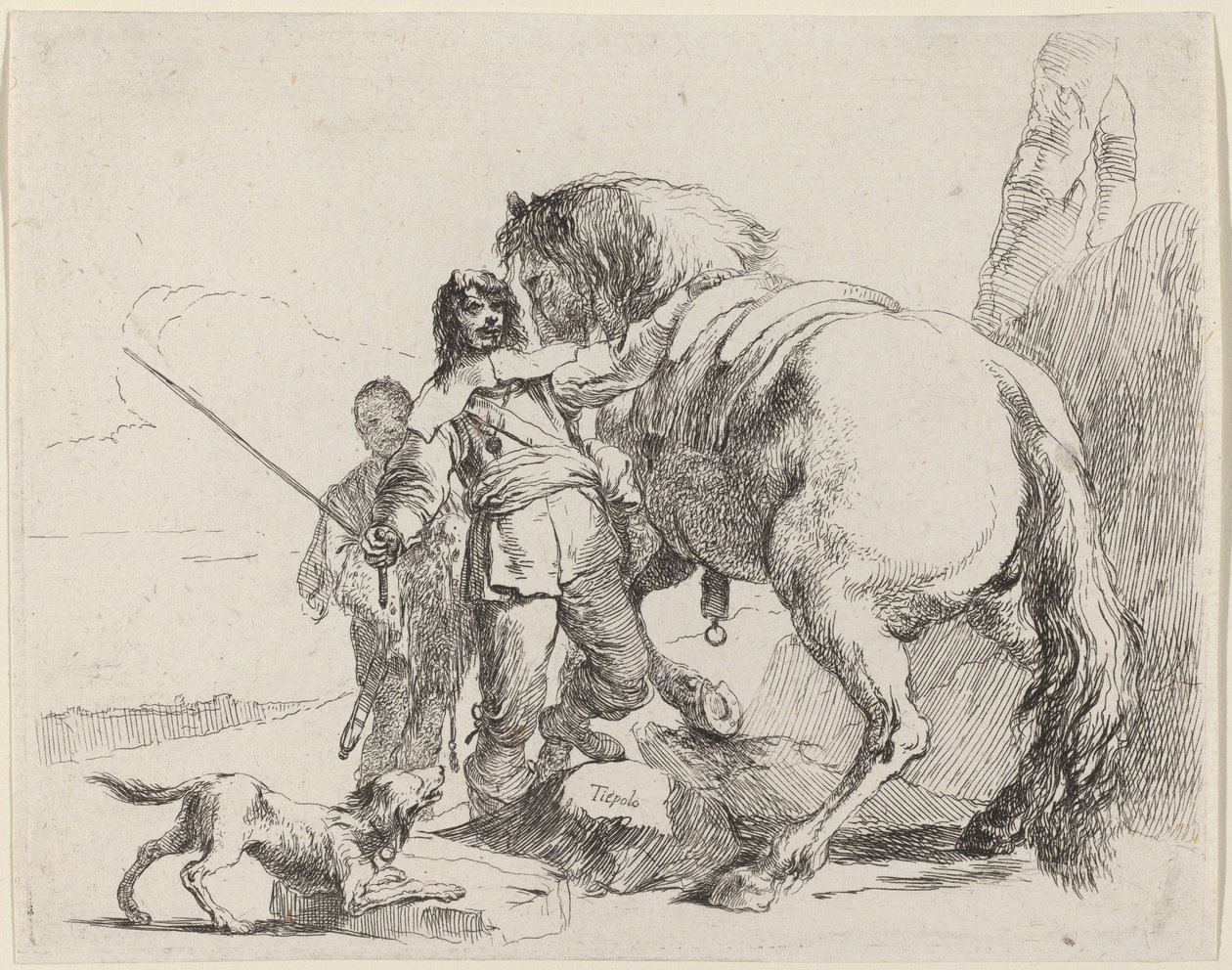 Soldato con cavallo e attendente da Giovanni Battista Tiepolo