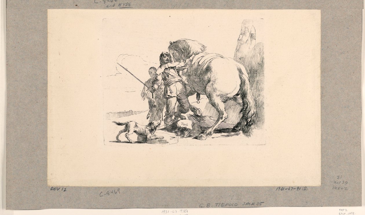 Soldato con Cavallo e Stalliere, dai Vari Capricci da Giovanni Battista Tiepolo