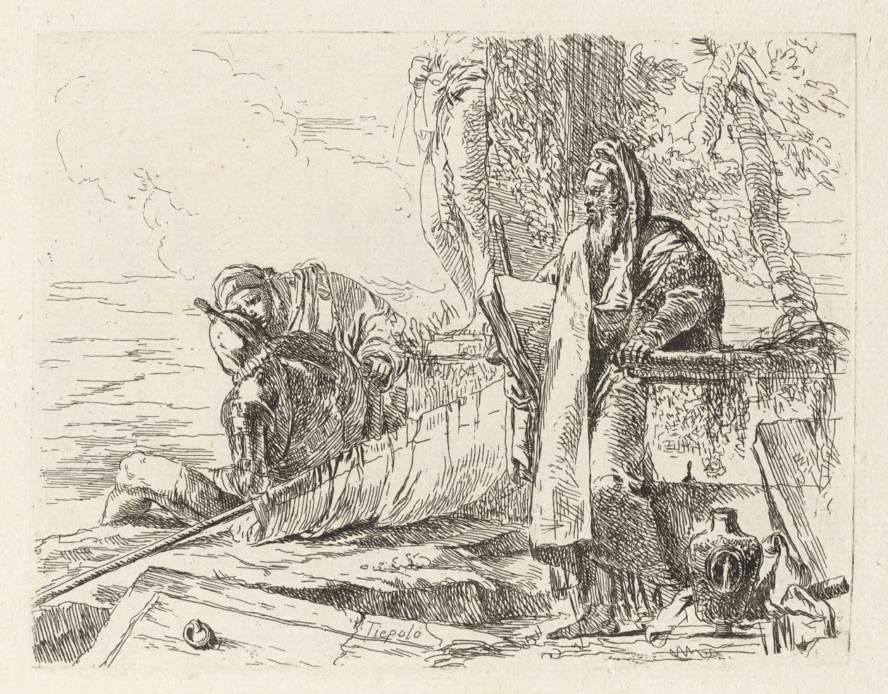 Filosofo in piedi e altre due figure, da Vari capricci da Giovanni Battista Tiepolo