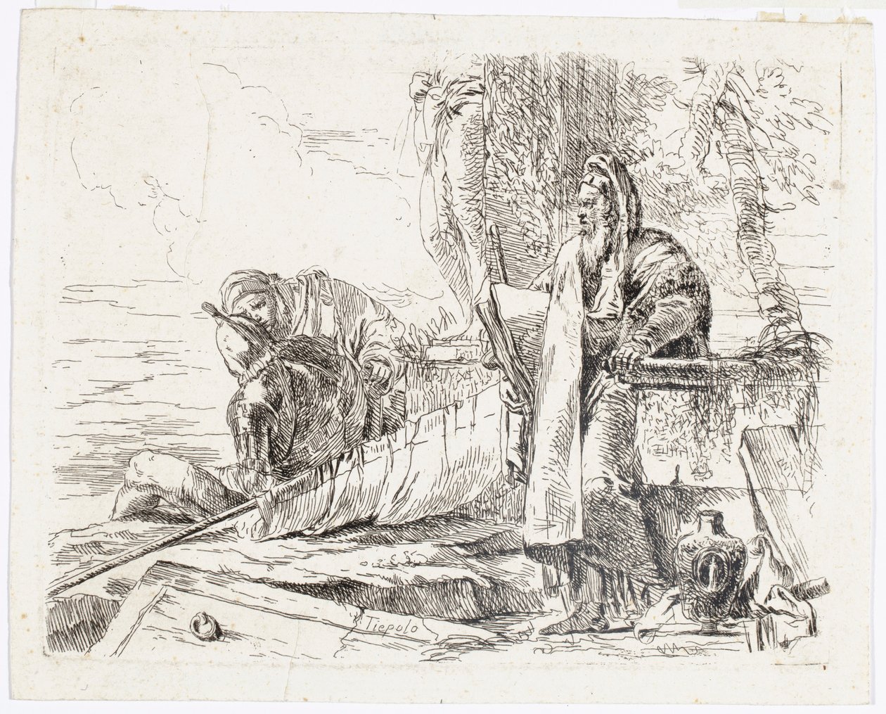 Filosofo in piedi con un grande libro, da Vari Capricci da Giovanni Battista Tiepolo