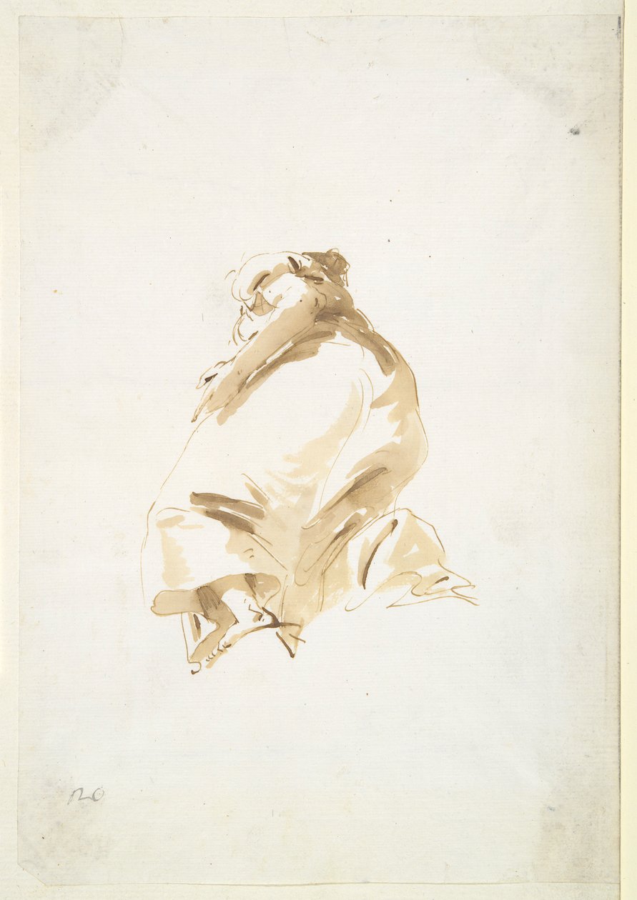 Figura femminile in piedi vista da dietro e dal basso da Giovanni Battista Tiepolo