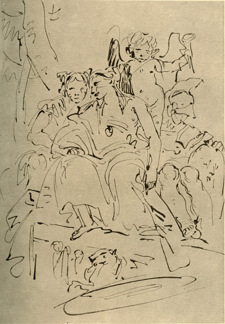 Due donne, Eros e un soldato, metà XVIII secolo da Giovanni Battista Tiepolo