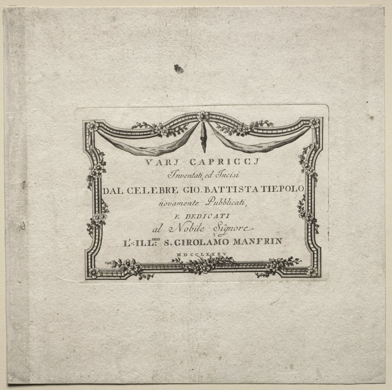 Varie capricci: Pagina del titolo da Giovanni Battista Tiepolo