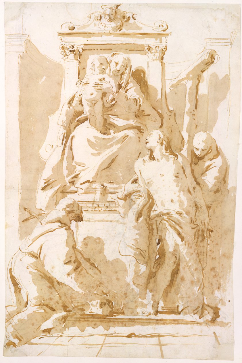 Jungfrau und Kind mit Heiligem Johannes vom Kreuz (?), Heiligem Sebastian und Heiligem Peter von Alcantara da Giovanni Battista Tiepolo