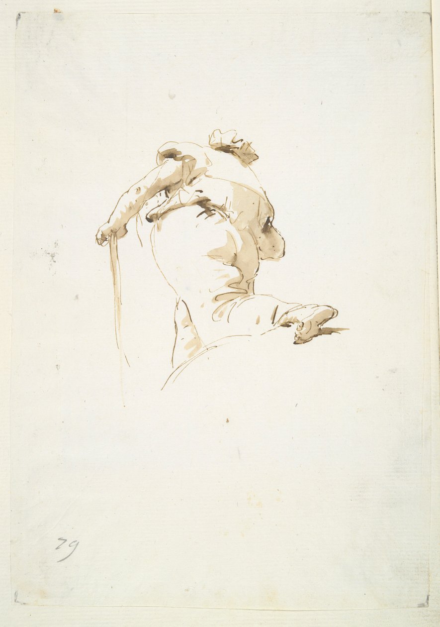 Figura maschile che cammina vista obliquamente dal basso da Giovanni Battista Tiepolo