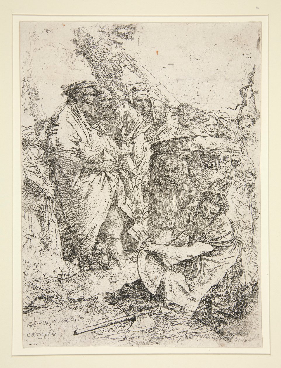 Donna inginocchiata e che tiene un piatto, dalla serie Scherzi da Giovanni Battista Tiepolo