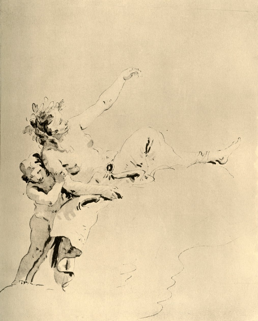 Donna che riposa sulle nuvole e sostenuta da un Cupido, metà XVIII secolo, 1928 da Giovanni Battista Tiepolo