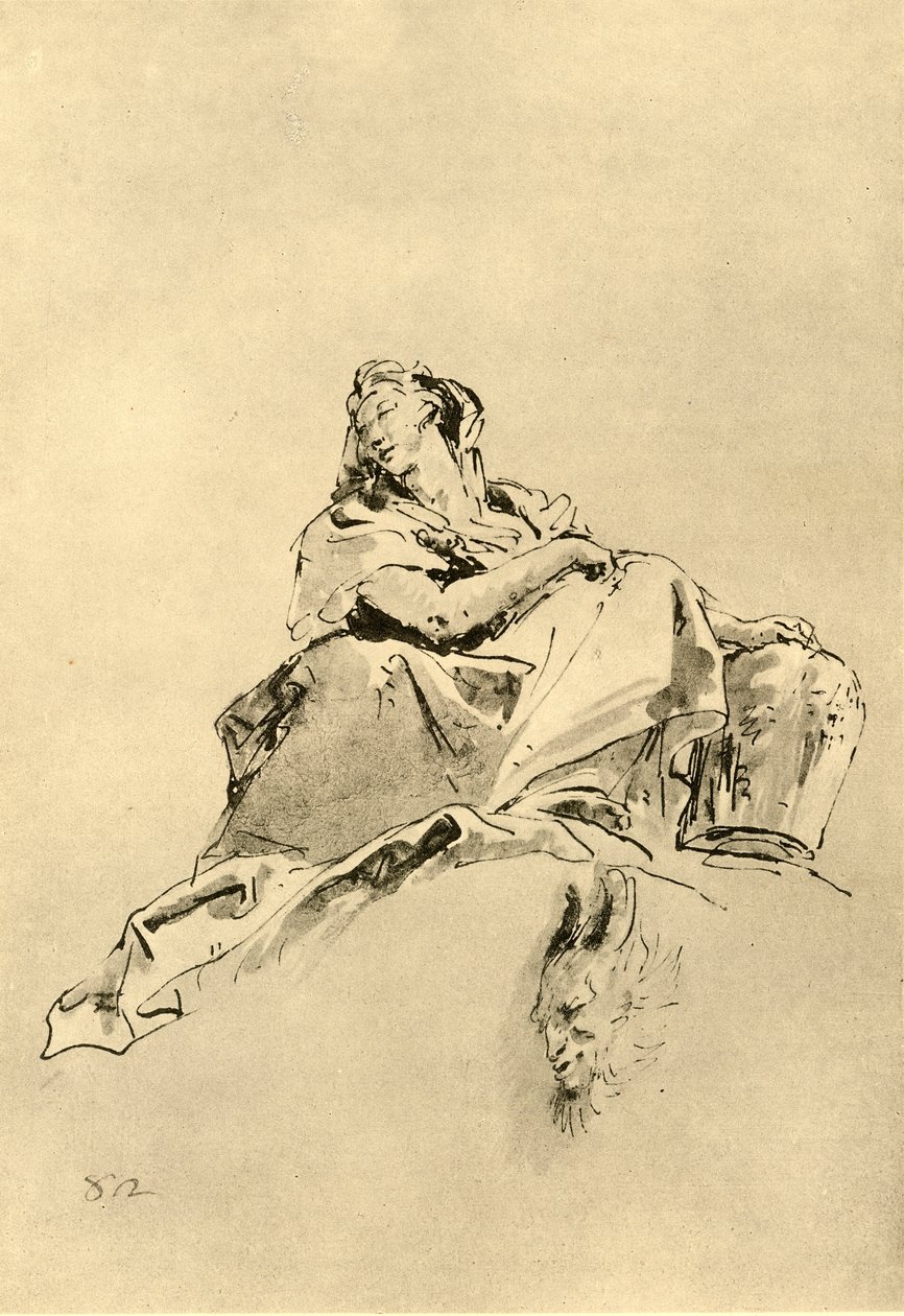 Giovane donna seduta, con una brocca al suo fianco, metà del XVIII secolo, 1928 da Giovanni Battista Tiepolo