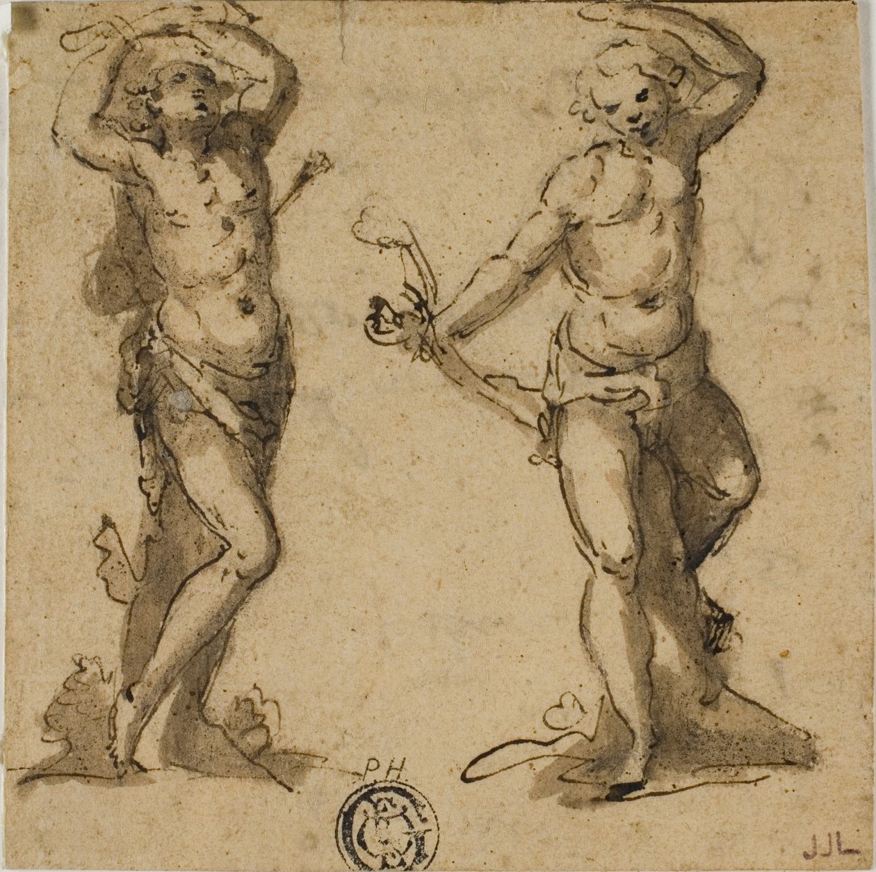 Due schizzi di San Sebastiano da Giovanni Battista Trotti