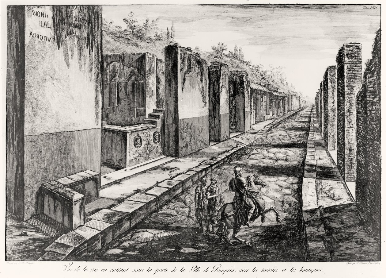 Veduta della Strada della Porta della città di Pompei, da Antiquités de Pompeia di G.B. Piranesi, incisa da Francesco Piranesi (1758-1810) 1804 da Giovanni Battista Piranesi