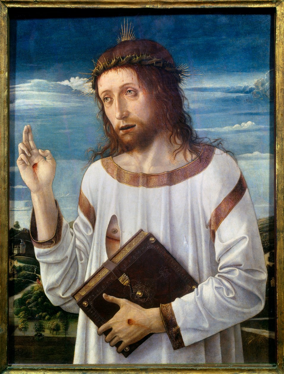Cristo benedicente. Dipinto di Giovanni Bellini detto il Giambellino (1430-1516) 1460. Museo del Louvre, Parigi da Giovanni Bellini