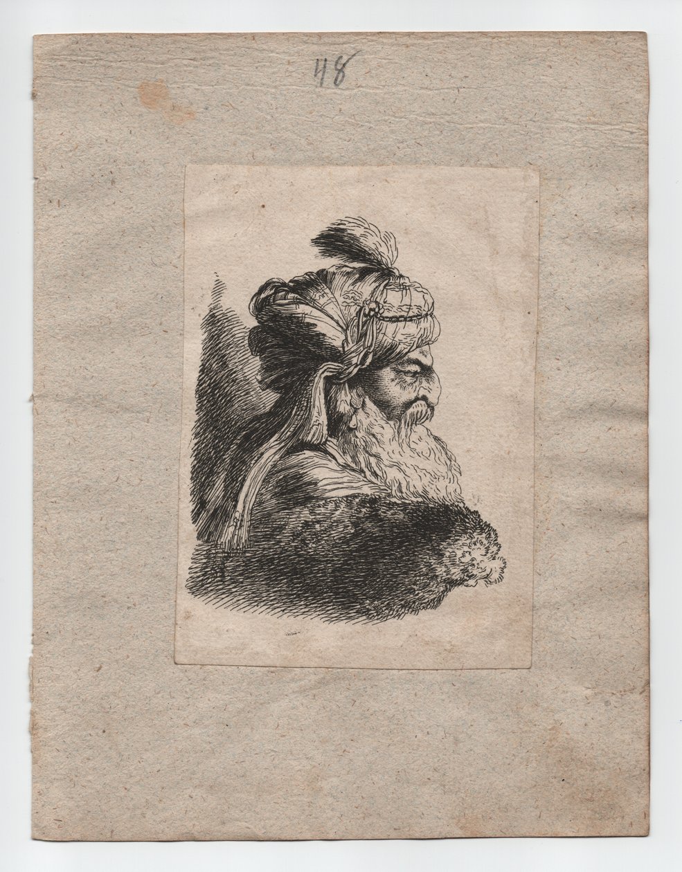 Testa turca con turbante (c. 1760) da Giovanni Benedetto (1609 64) (after) Castiglione