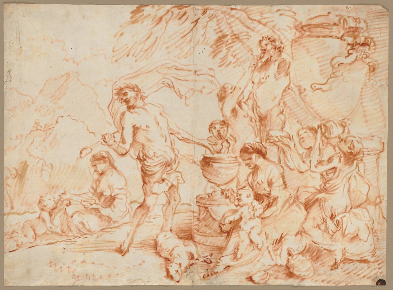 Baccanale davanti a un erma, primi anni 1660 da Giovanni Benedetto (1609 64) Castiglione