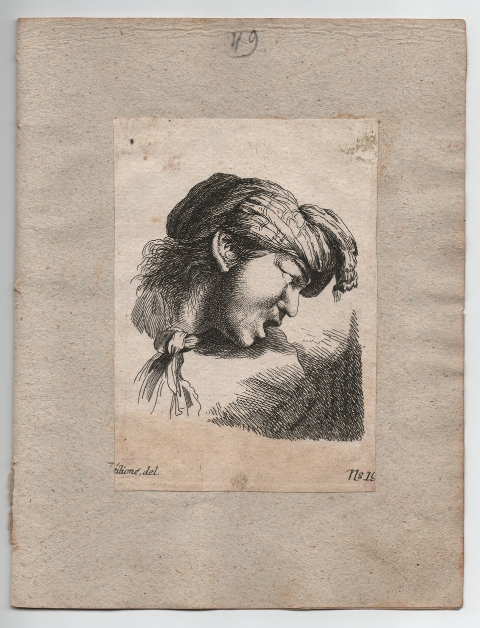 Testa turca con sciarpa da Giovanni Benedetto (1609 64) (after) Castiglione