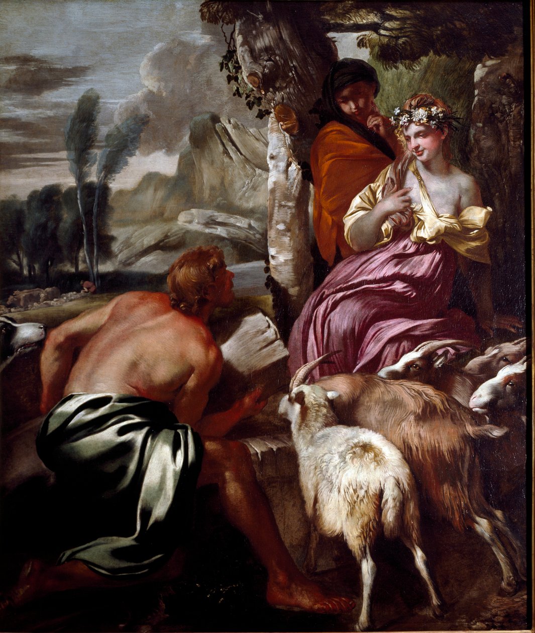 Giacobbe incontra Rachele al pozzo Dipinto di Giovanni Benedetto Castiglione detto il Grechetto (1610-1665) XVII secolo Genova, collezione privata da Giovanni Benedetto Castiglione