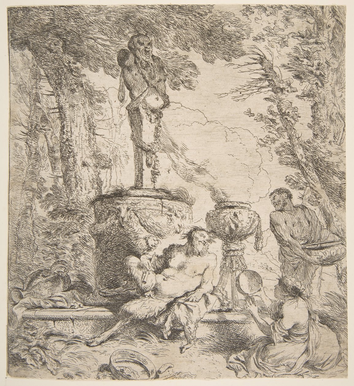 Baccanale davanti a un altare agli dei, ca. 1645 da Giovanni Benedetto Castiglione