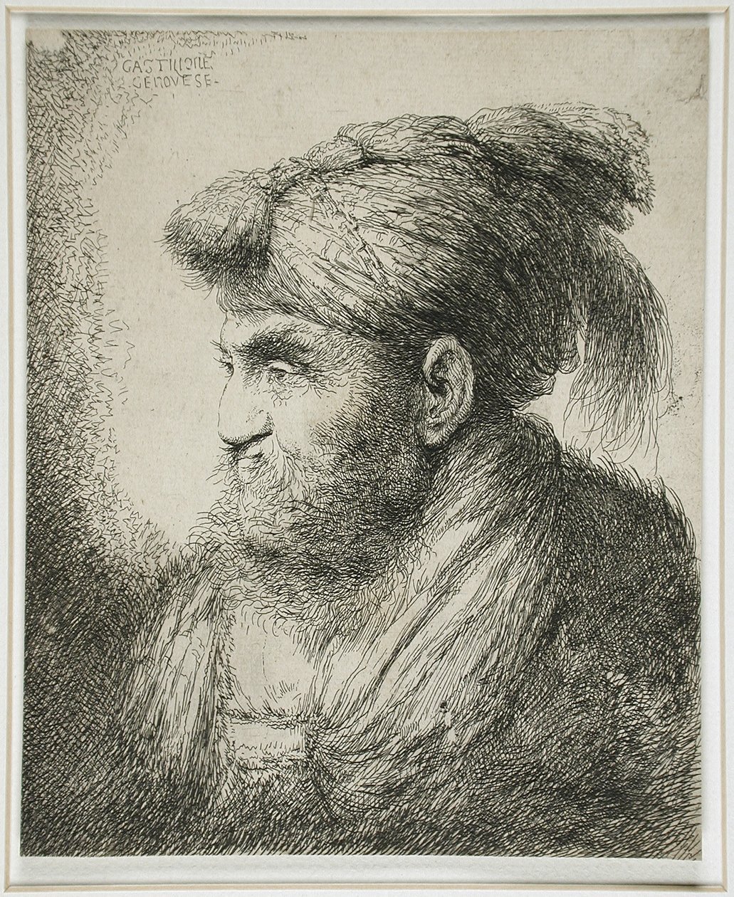 Uomo barbuto con turbante da Giovanni Benedetto Castiglione