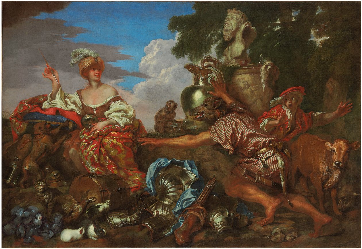 Circe trasforma i compagni di Ulisse in cinghiali da Giovanni Benedetto Castiglione