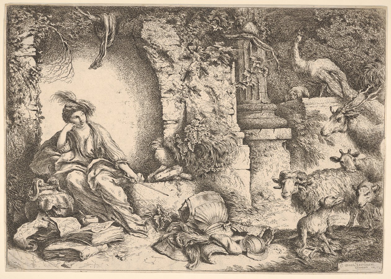 Circe che trasforma i compagni di Ulisse in bestie da Giovanni Benedetto Castiglione