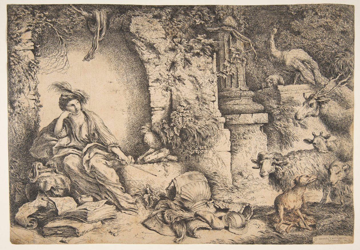 Circe con i compagni di Ulisse trasformati in animali da Giovanni Benedetto Castiglione