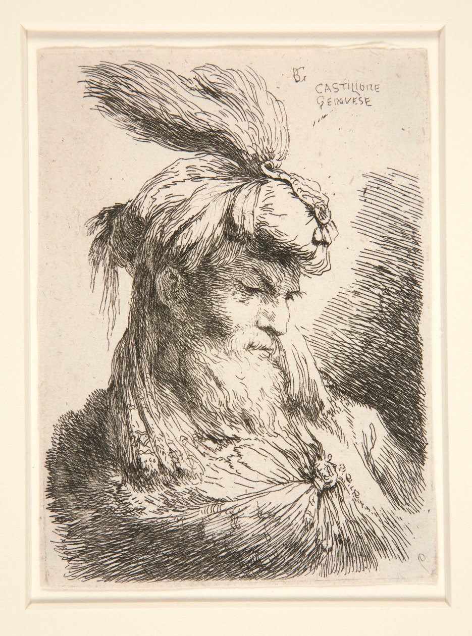 Figura rivolta a destra, dalla serie Piccoli studi di teste da Giovanni Benedetto Castiglione