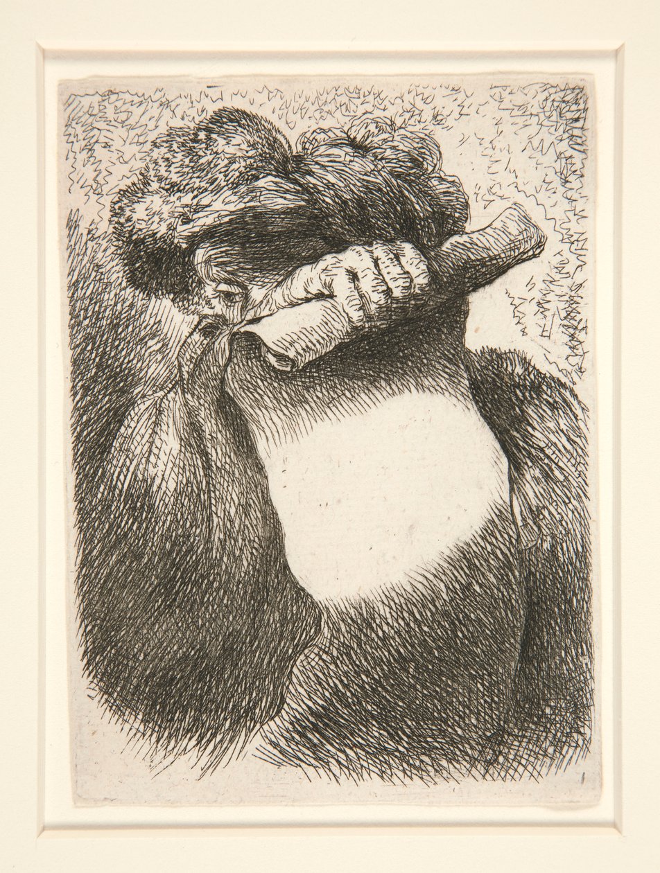 Figura che tiene un grande banderole, dalla serie Piccoli studi di teste da Giovanni Benedetto Castiglione