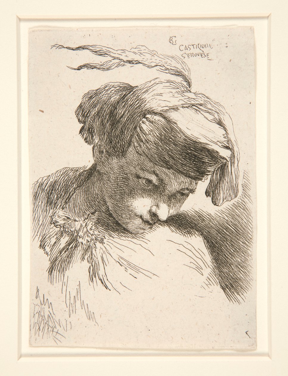Figura con la testa appoggiata sulla spalla, dalla serie Piccoli studi di teste da Giovanni Benedetto Castiglione