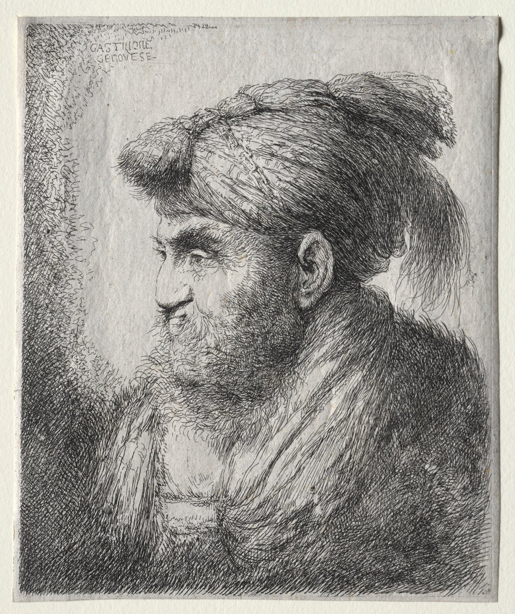 Testa di un uomo con turbante orientale da Giovanni Benedetto Castiglione