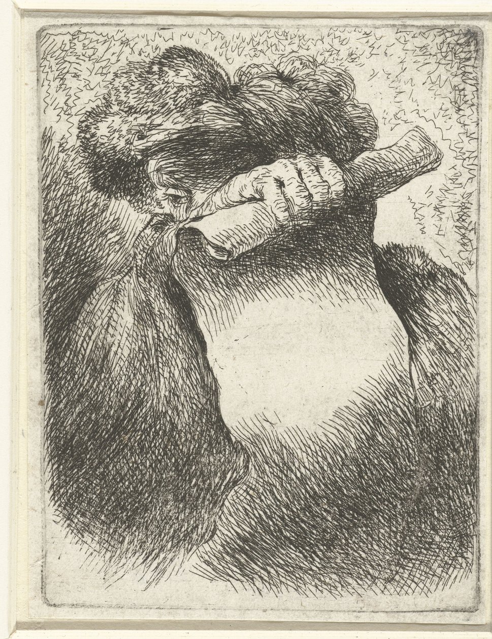 Testa di un uomo con un cartiglio (serie di studi di teste con copricapi orientali) da Giovanni Benedetto Castiglione
