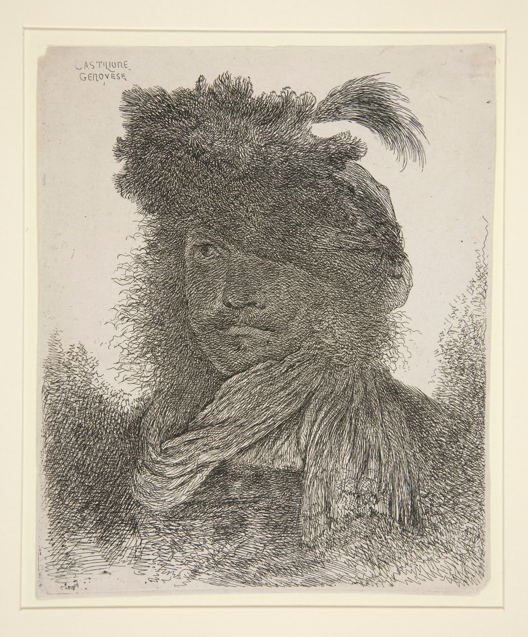 Uomo che Guarda Avanti con il Viso in Ombra da Giovanni Benedetto Castiglione
