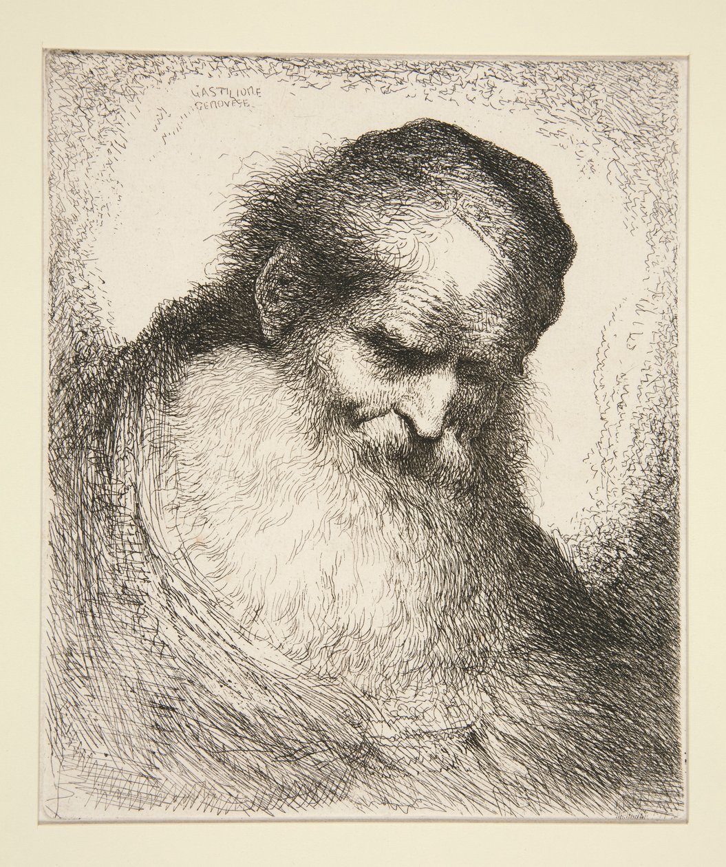 Vecchio con barba di fronte (dalla serie di Grandi Teste Orientali) da Giovanni Benedetto Castiglione