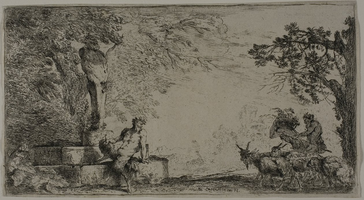 Satiro riposante sotto un erma da Giovanni Benedetto Castiglione