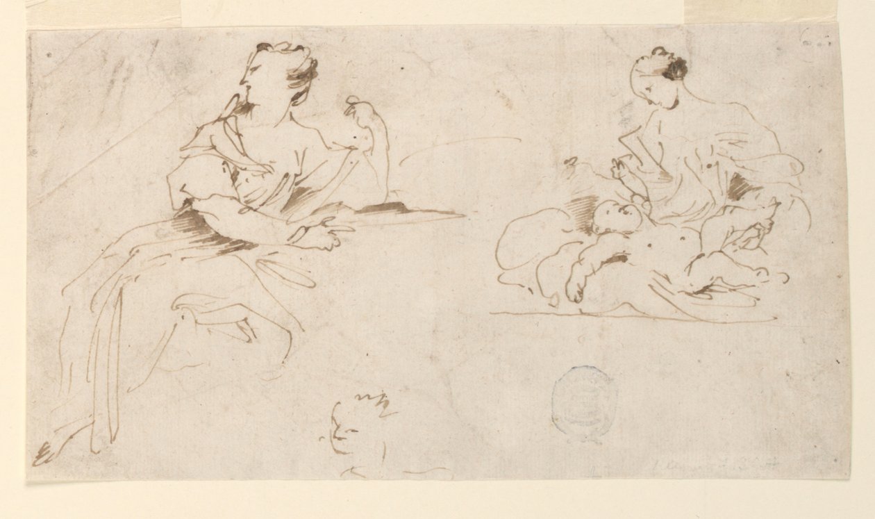 Donna seduta, madre e bambino da Giovanni Benedetto Castiglione