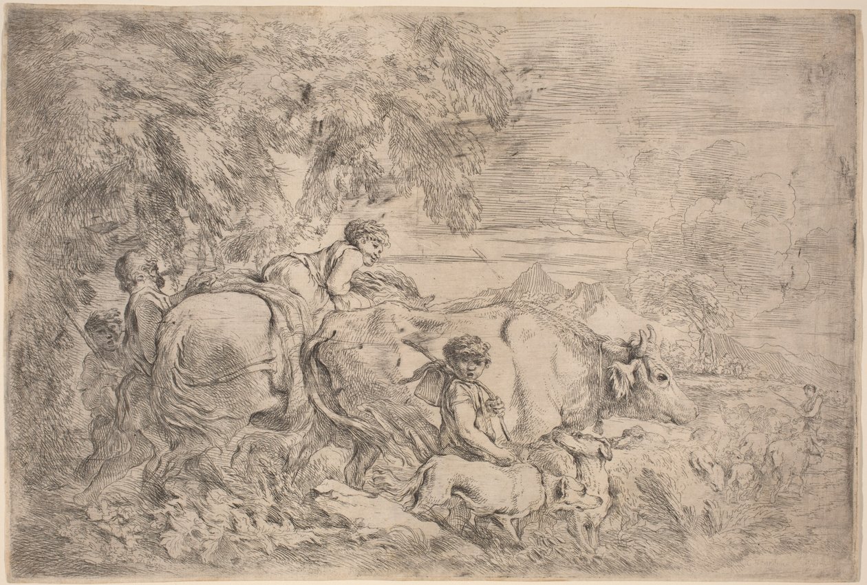 Pastori che seguono il loro gregge da Giovanni Benedetto Castiglione