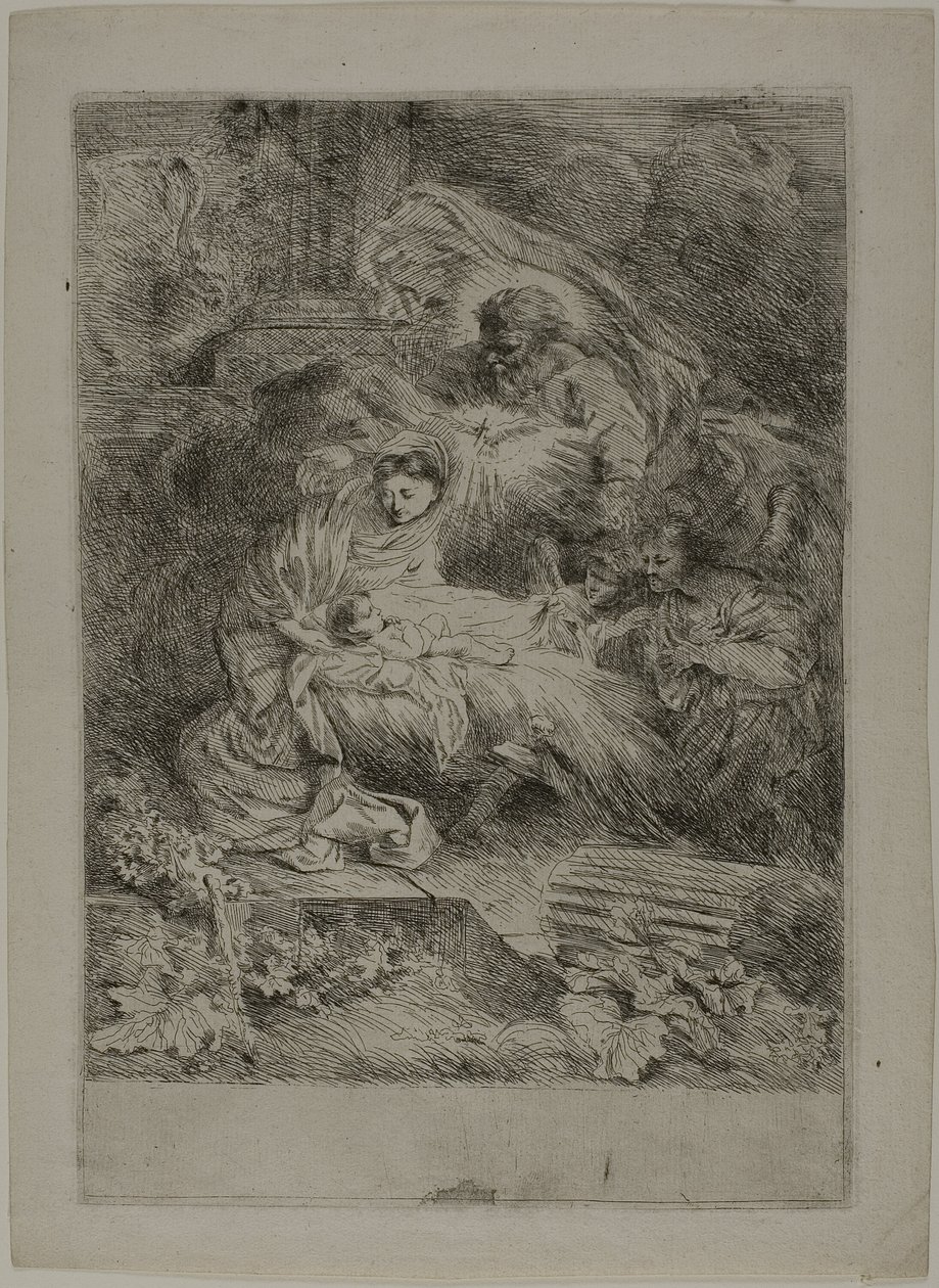La Natività con Dio Padre e angeli da Giovanni Benedetto Castiglione