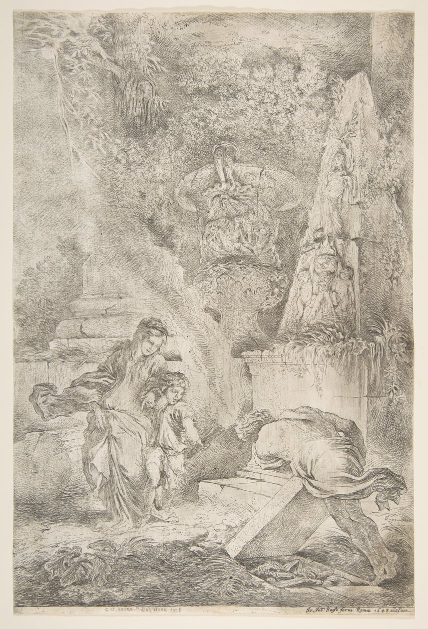 Teseo trova le armi di suo padre da Giovanni Benedetto Castiglione