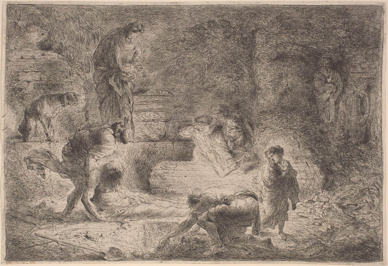 Tobia Seppellisce i Morti da Giovanni Benedetto Castiglione