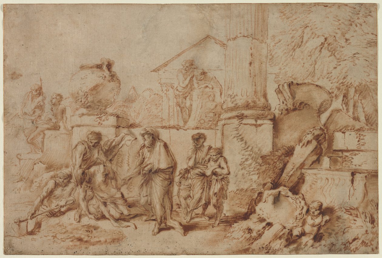 Tobia seppellisce i morti, 1640s da Giovanni Benedetto Castiglione